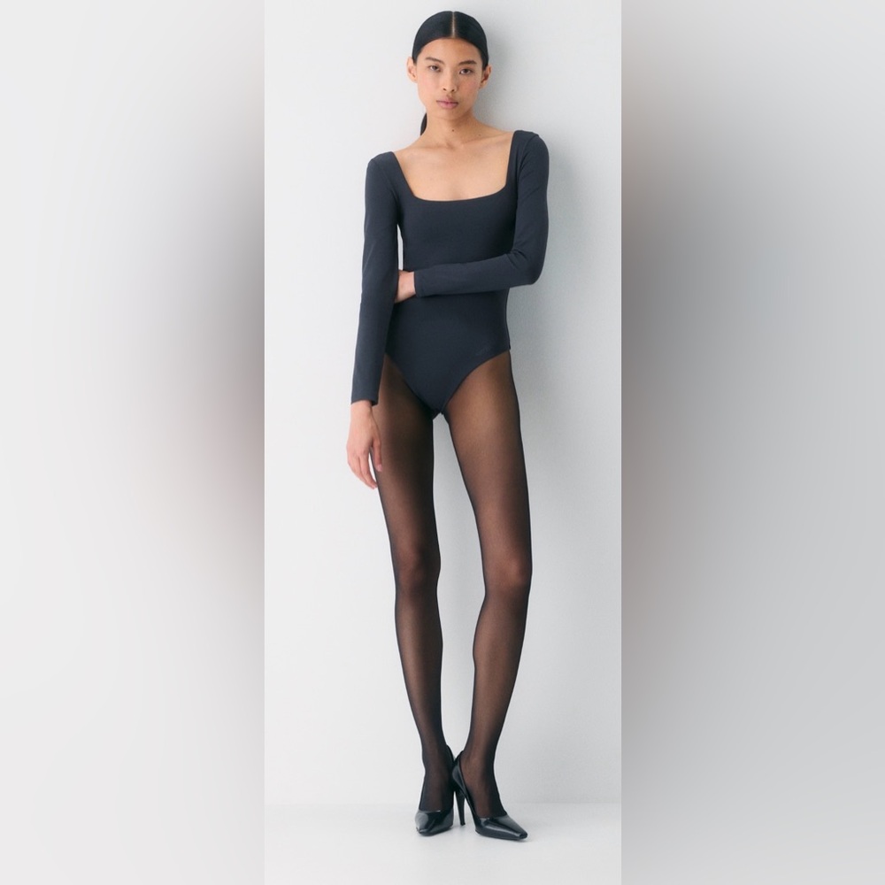 Babaton Midnight Black Square Neck Bodysuit